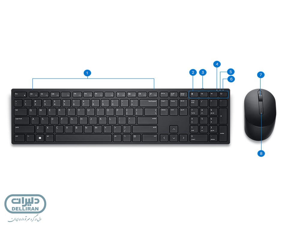 کیبورد و ماوس بی سیم دل مدل Dell Wireless KM5221W 5 کیبورد و ماوس دل km55221w